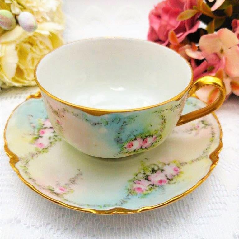 アビランドリモージュ アンティーク カップ ソーサー 花柄 ティー